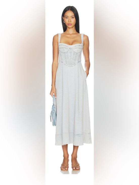 REVOLVE Dresses & Skirts - Like New! Bardot Light Wash Denim Corset Midi Dress/ Size 6